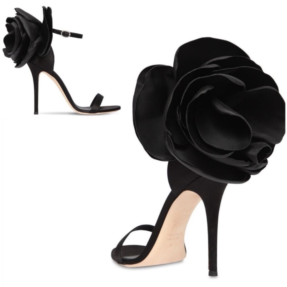 New GIUSEPPE ZANOTTI Peony 115mm Sandals In Schwarz $1,395 37 - Picture 2 of 13